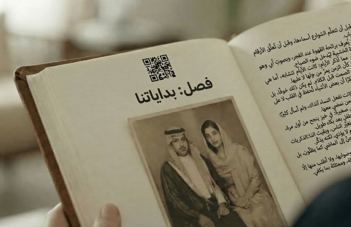 كتاب مذكرات مفتوح بصور عائلية خليجية قديمة